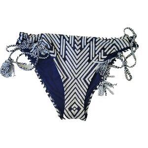 Red Carter Bikini Bottom Womens Large Cali Cut Swimsuit Swimwear 10 Blue White